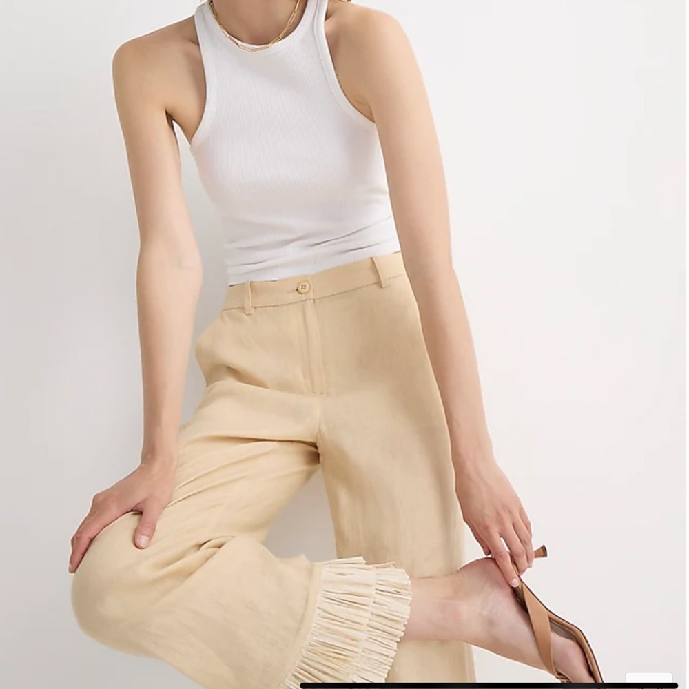 JCREW INGRID FRINGE TRIM PANT IN LINEN SZ 00 NWT